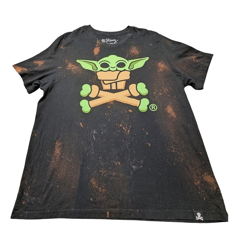 Johnny Cupcakes Star Wars Grogu Baby Yoda Bleach Wash T-Shirt Mens 2XL Black